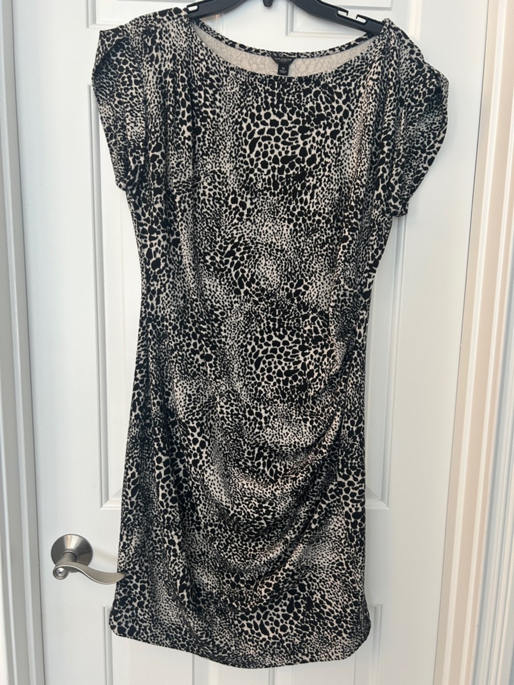 Ann Taylor Black and White Animal Print Midi Dress
